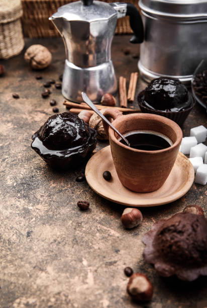 istock Crafting coffee in clay cup with bean 1074893614