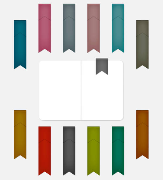 флаг формы цветной закладки - сложенная лента блокнот страница разделитель - index card paper clip paper blank stock illustrations