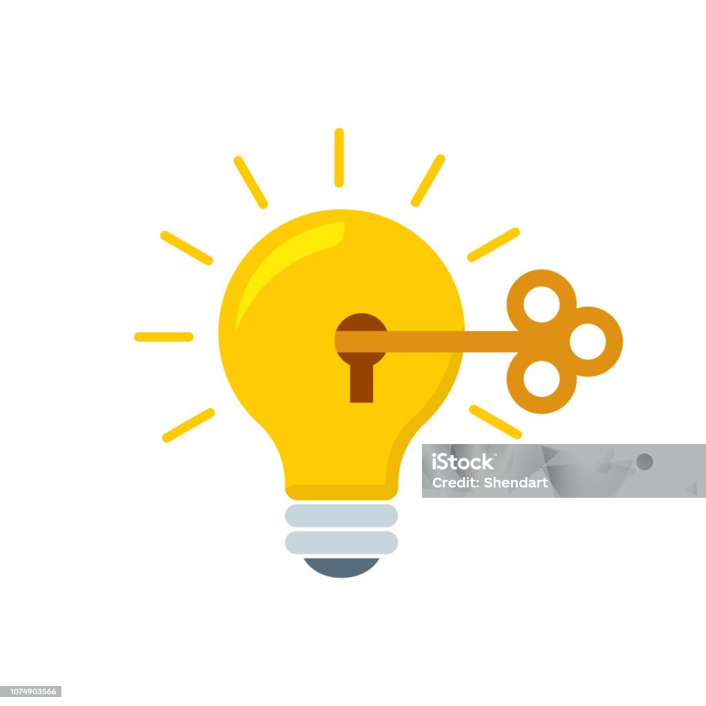 Light bulb and creativity flat style, colorful, vector icon for info graphics, websites, mobile and print media. Light bulb and creativity flat style, colorful, vector icon for info graphics, websites, mobile and print media Key stock vector