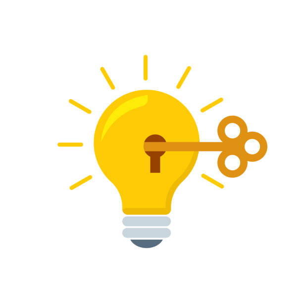 Light bulb and creativity flat style, colorful, vector icon for info graphics, websites, mobile and print media. Light bulb and creativity flat style, colorful, vector icon for info graphics, websites, mobile and print media key illustrations stock illustrations