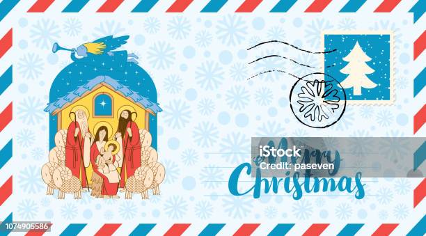 Mary And Jesus Adoration Of The Magi Envelope Stock Illustration - Download Image Now - Three Wise Men, Letter - Document, Angel