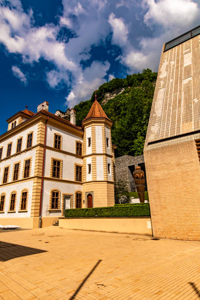 View at yellow building in Vaduz, Lichtenstein