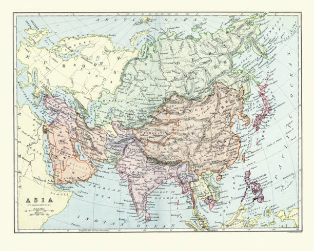 istock Antique map of Asia, 1884, 19th Century 1074914380