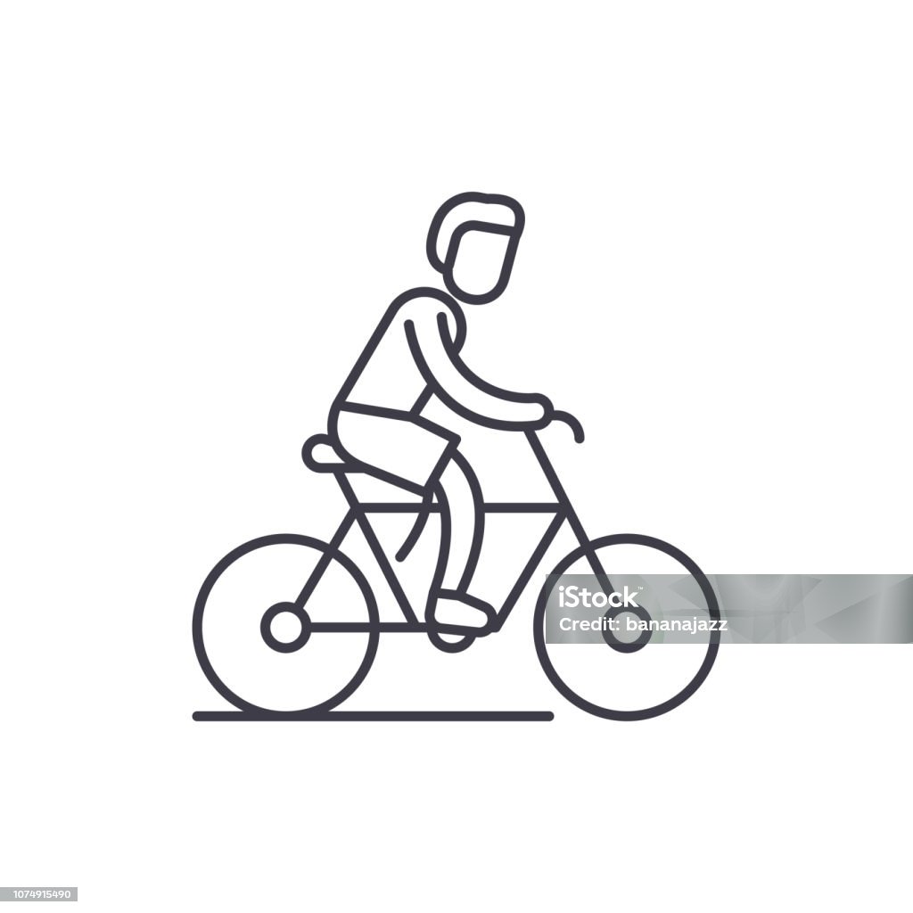 Cycling trip line icon concept. Cycling trip vector linear illustration, symbol, sign Cycling trip line icon concept. Cycling trip vector linear illustration, sign, symbol Art stock vector