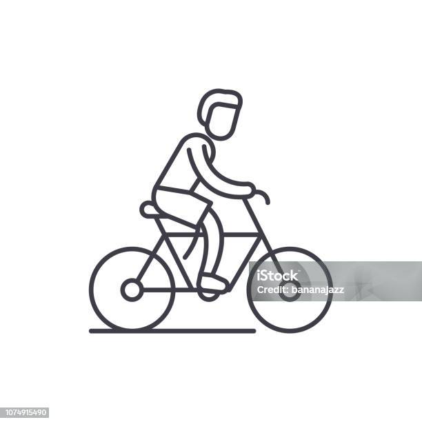 Cycling Trip Line Icon Concept Cycling Trip Vector Linear Illustration Symbol Sign Stock Illustration - Download Image Now