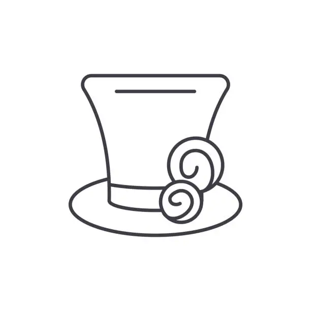 Vector illustration of Cylinder hat line icon concept. Cylinder hat vector linear illustration, symbol, sign
