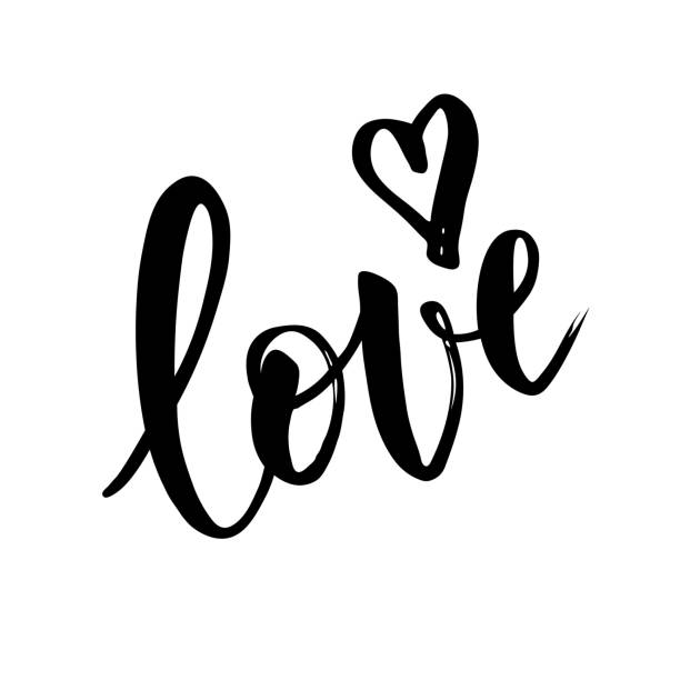ilustrações de stock, clip art, desenhos animados e ícones de hand sketched love word. vector. lettering typography. - love