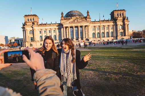 tourists taking photo at The Reichstag in Berlin