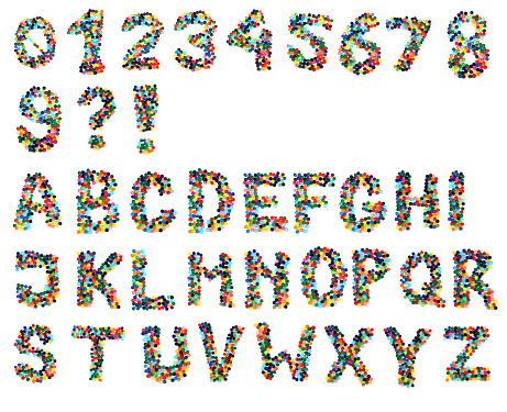 alphabet from plastic caps  isolated on the white background