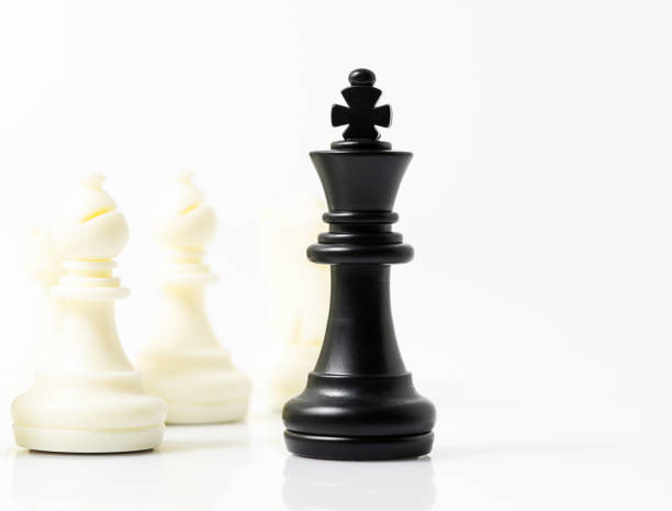 istock Set of Black and white chess pieces on white background 1074924668