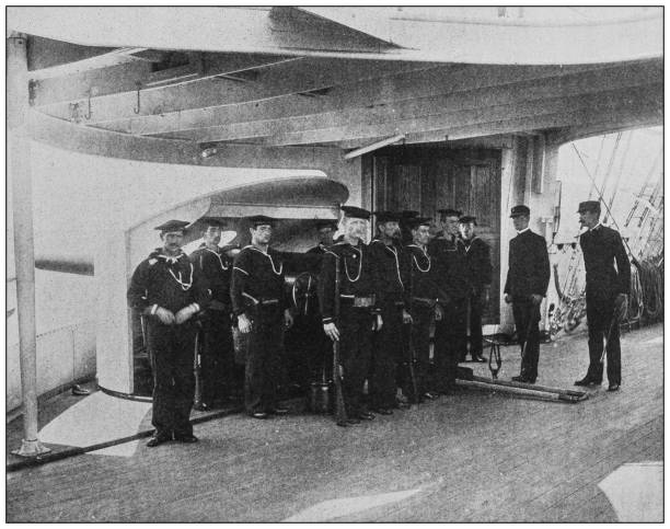istock Antique historical photographs from the US Navy and Army: Gunners 1074933662
