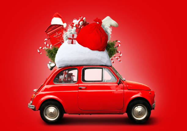 istock Christmas car Santa Claus 1074933664
