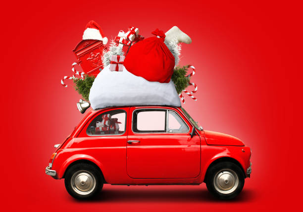 Christmas car Santa Claus stock photo