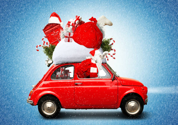istock Christmas car Santa Claus 1074933850