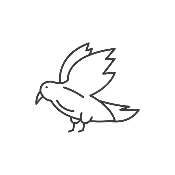 Vector illustration of Dove line icon concept. Dove vector linear illustration, symbol, sign