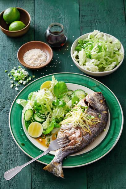 istock Grilled sea bream with vegetables 1074933886