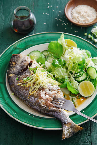 istock Grilled sea bream with vegetables 1074933894