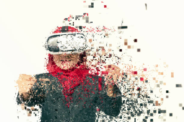 istock Amazed young women wearing virtual reality goggles over abstract background 1074934344