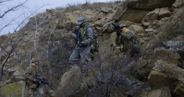 istock Soldier providing cover during patrol 1074937416