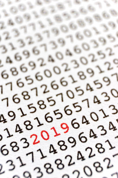 istock Printed random numbers and the number 2019 in red 1074937608