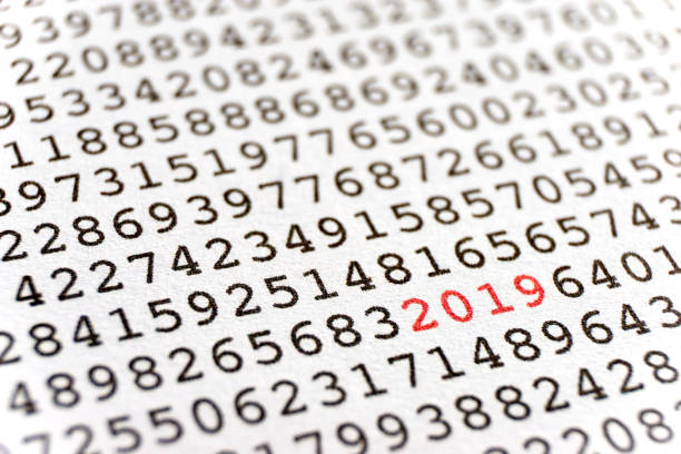 istock Printed random numbers and the number 2019 in red 1074937714