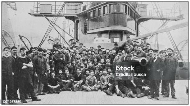 Antique Historical Photographs From The Us Navy And Army New York Crew Stock Illustration - Download Image Now