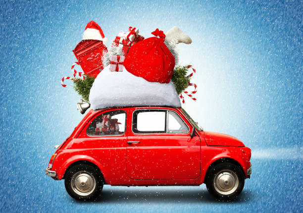 istock Christmas car Santa Claus 1074943326