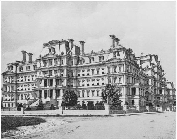 istock Antique historical photographs from the US Navy and Army: State, war and navy building, Washington DC 1074948328