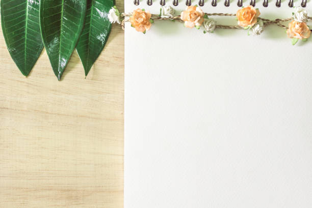 istock white and leaves on wood background 1074951322