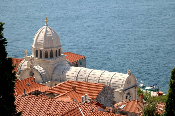View of the old town of Rab in Croatia from the Adriatic Sea