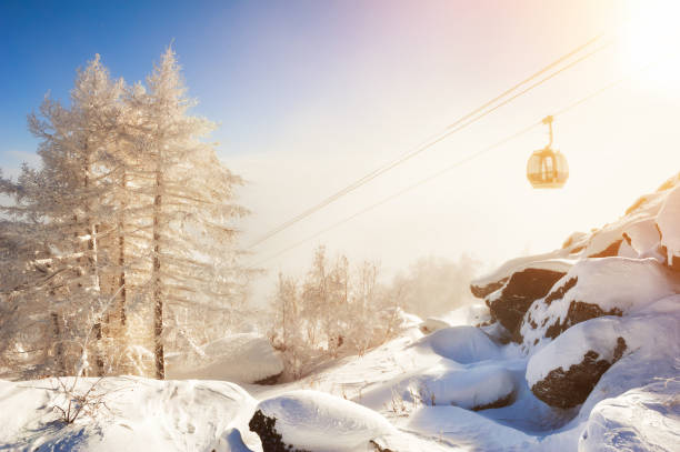 istock Cable car on the ski resort in winter mountains 1074959818