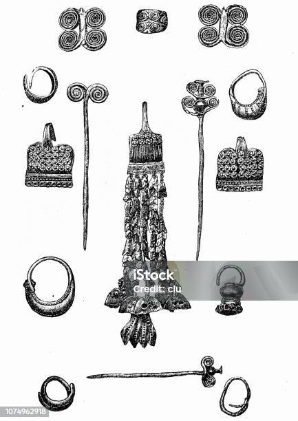 Jewellery From Troy Stock Illustration - Download Image Now - 19th Century, 2018, Adult