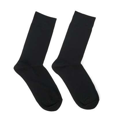 New Black Cotton Socks Isolated on the White Background
