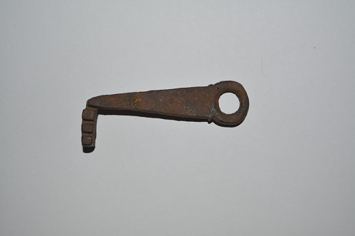 Antique heavily worn and rusted adjustable pipe/ monkey wrench.