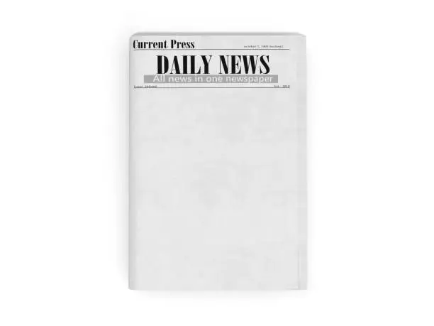 Photo of newspaper in stack 3d render on white