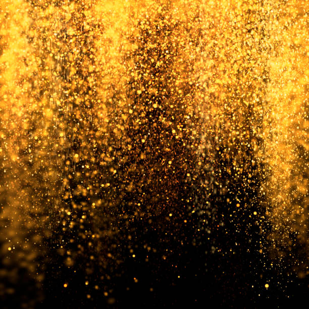 gold sparkling dust falling from the sky - sparks sparkler abstract light imagens e fotografias de stock