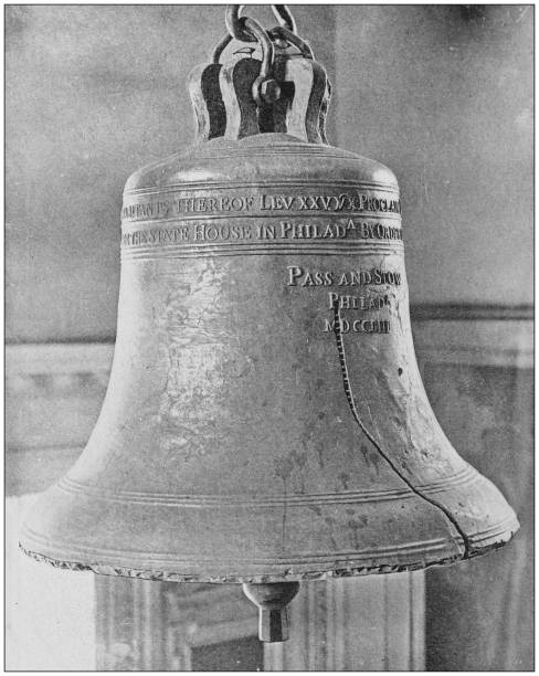 ilustrações de stock, clip art, desenhos animados e ícones de antique historical photographs from the us navy and army: old liberty bell, philadelphia - philadelphia mississippi