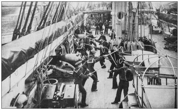 istock Antique historical photographs from the US Navy and Army: Sword Exercise 1074980940