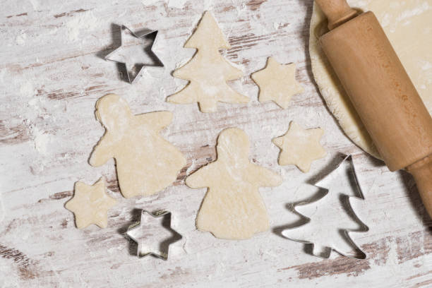 istock dough for baking Christmas cookies on wooden table, closeup 1074981196