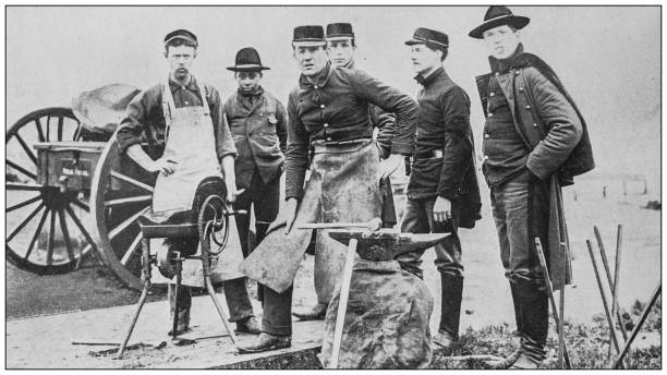 istock Antique historical photographs from the US Navy and Army: Camp Blacksmith 1074983234