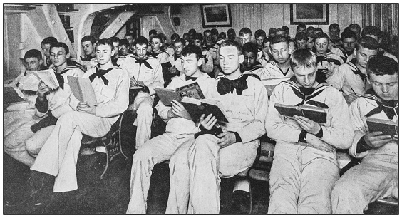 Antique historical photographs from the US Navy and Army: Naval Cadets in the Library of 