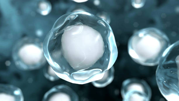 istock 3d illustration of abstract cells on dark background 1074985236
