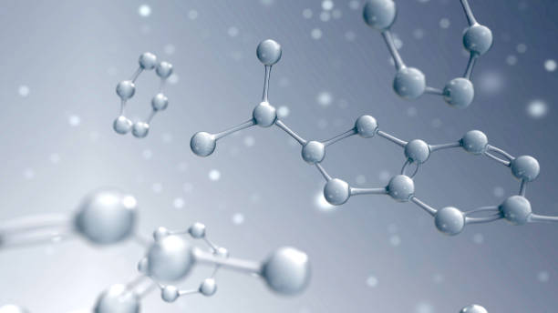 fond de la science avec un modèle moléculaire de la structure de l’atome - hormone photos et images de collection