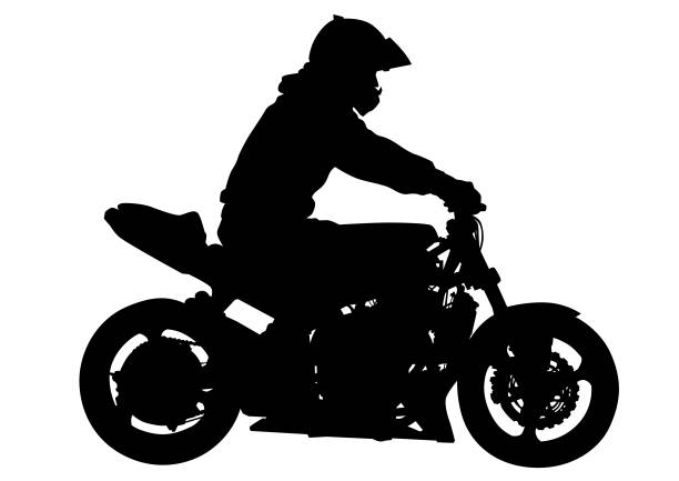 ilustrações, clipart, desenhos animados e ícones de motor de whit motociclista - motorcycle motocross biker moped