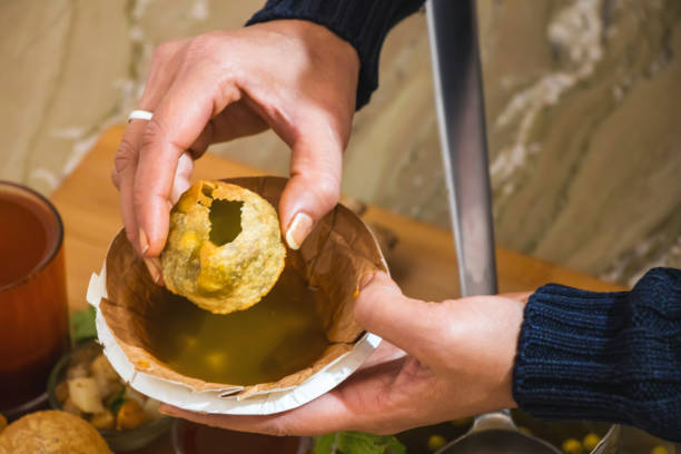istock Image of Indian appetizer gol gappa 1074997166