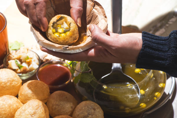 istock Image of Indian appetizer gol gappa 1074997662