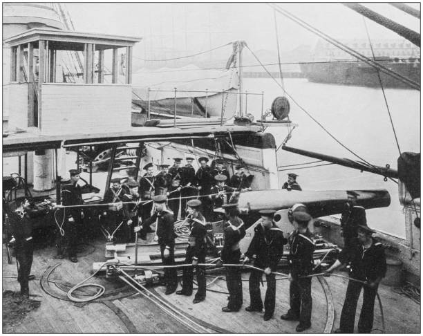 istock Antique historical photographs from the US Navy and Army: Cannon 1075002224