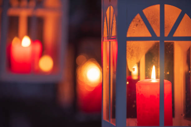 Candle lanterns. Selective focus and shallow depth of field.