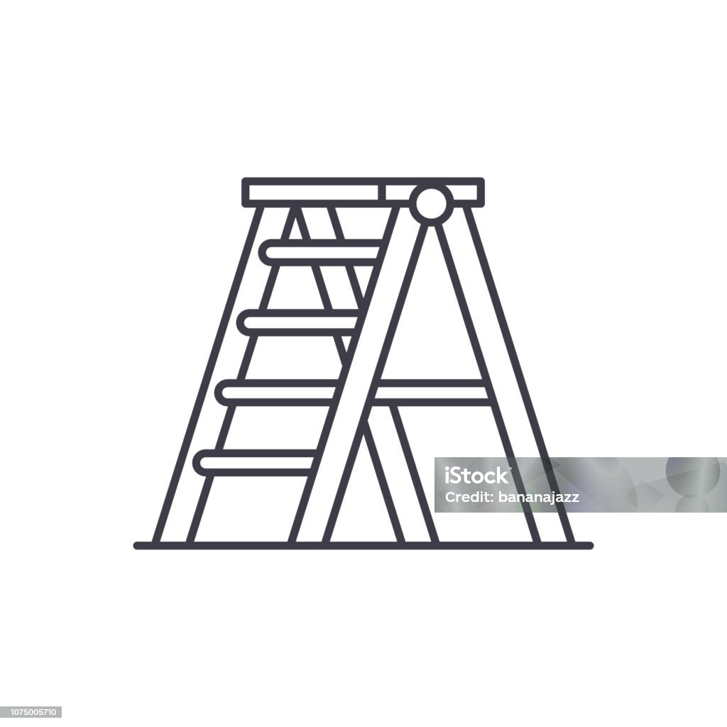 Folding ladder line icon concept. Folding ladder vector linear illustration, symbol, sign Folding ladder line icon concept. Folding ladder vector linear illustration, sign, symbol Folding stock vector