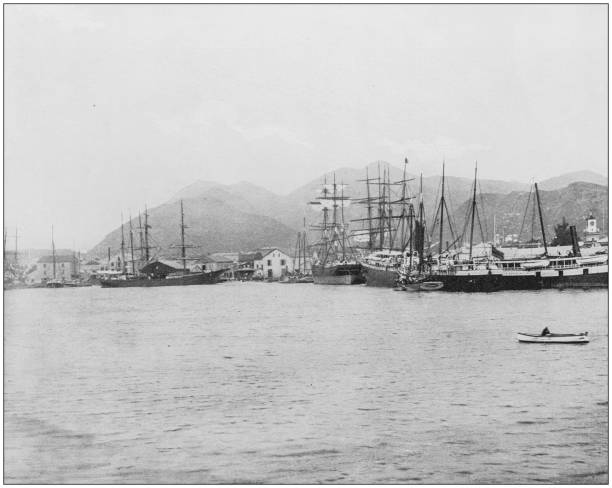 istock Antique historical photographs from the US Navy and Army: Honolulu Harbor, Hawaii 1075008078